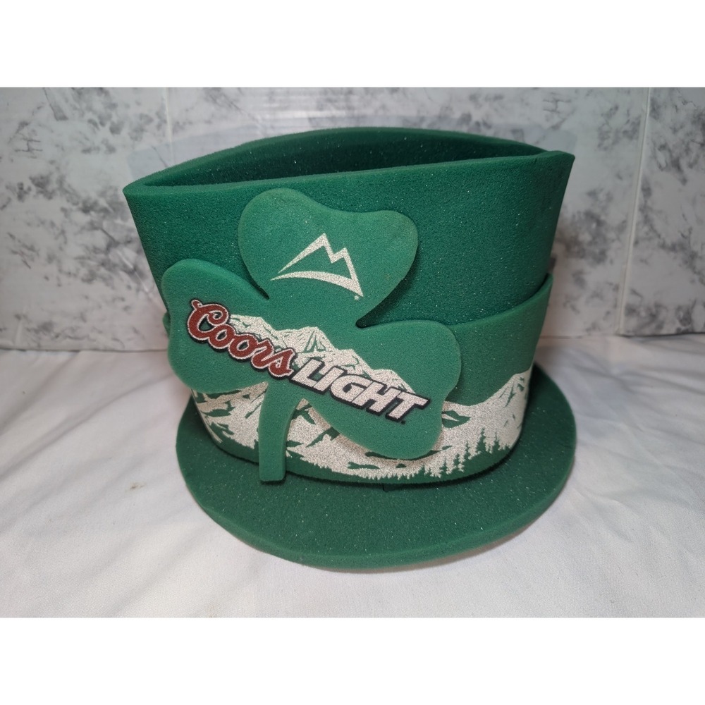 Vintage Coors Light Foam Hat St. Patrick's Day Shamrock Beer Advertising 13"x9"